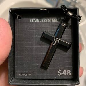 Black Stainless Steel Cross Necklace